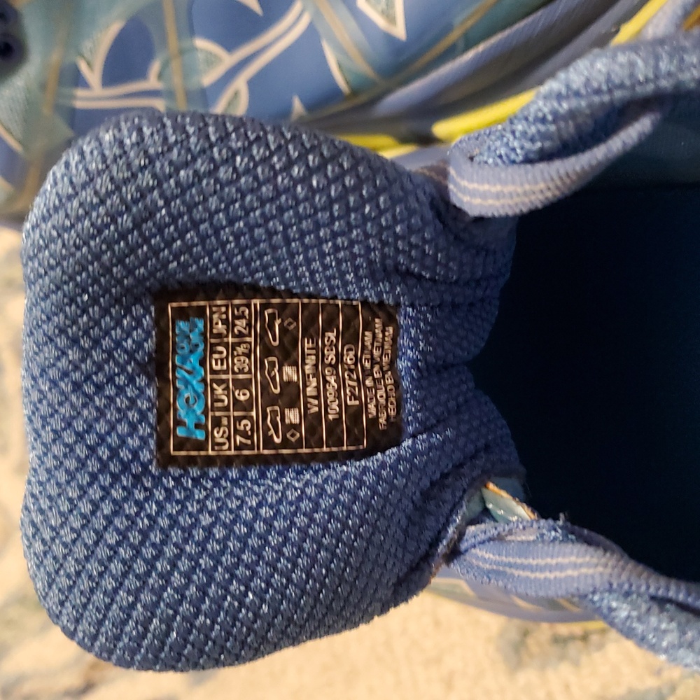 Hoka One One Blue Yellow Running Shoes | Size 7.5 - Picture 7 of 8